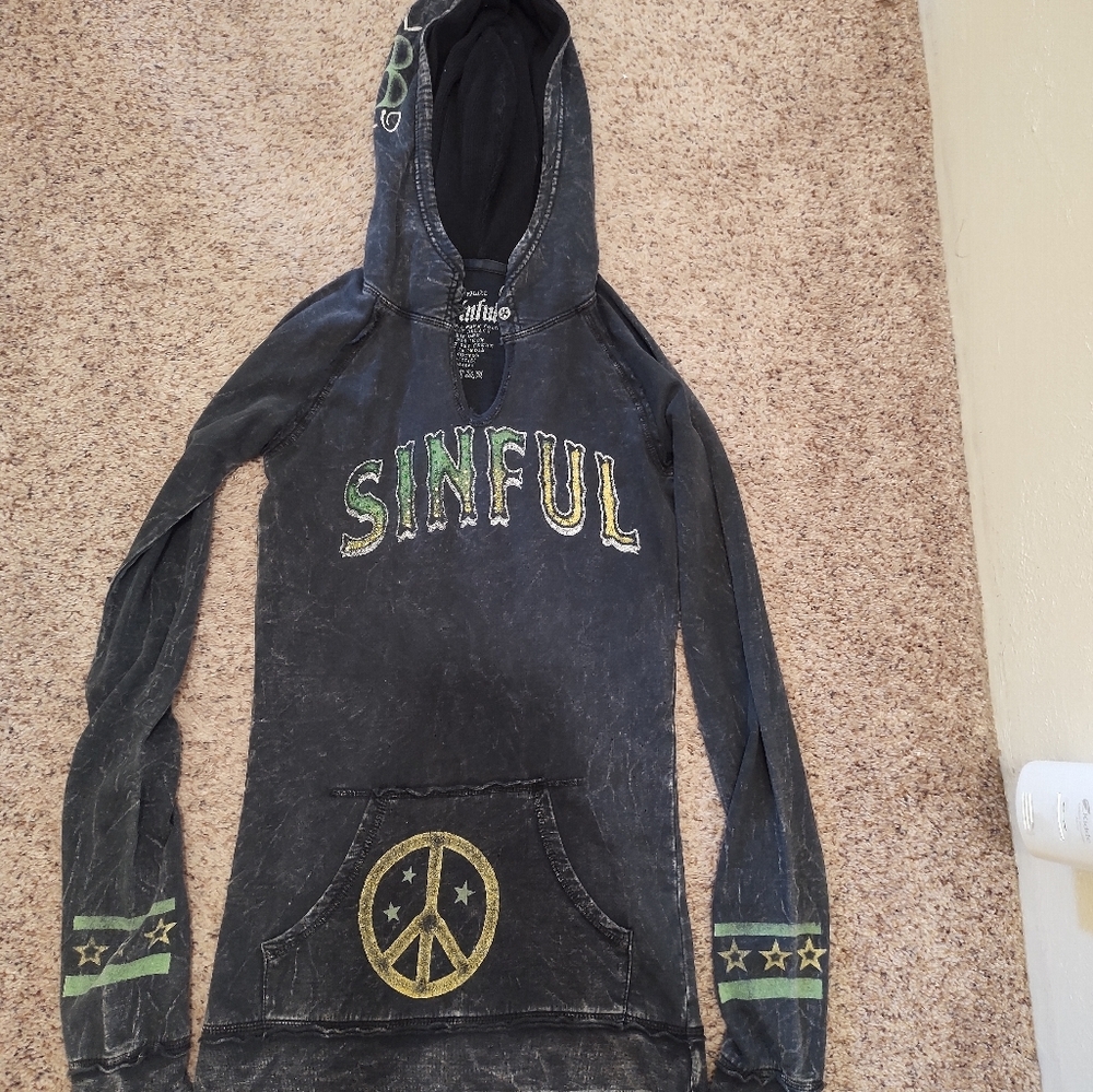 SOLD Sinful Distressed Angel Hoodie